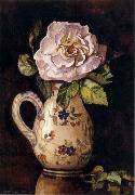 Hirst, Claude Raguet White Rose in a Glazed Ceramic Pitcher with Floral Design France oil painting reproduction